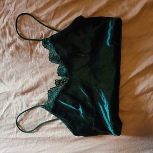 Forest Green Velvet Crop Top!